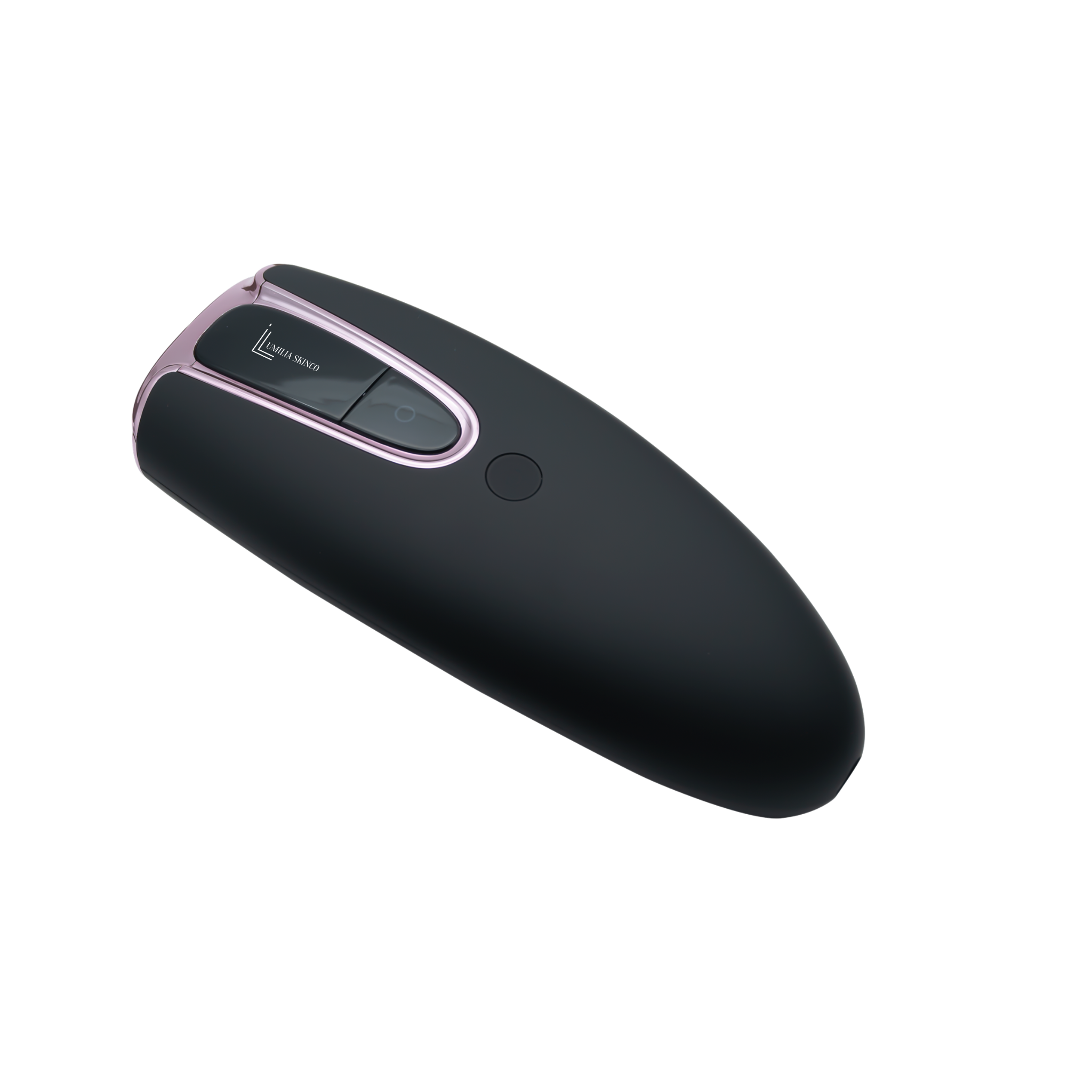 Lumilia Lux™ 2-in-1 IPL device in matte black with rose trim — long-lasting hair removal and skin rejuvenation results from the comfort of home. FDA and NRCS certified for South Africa.