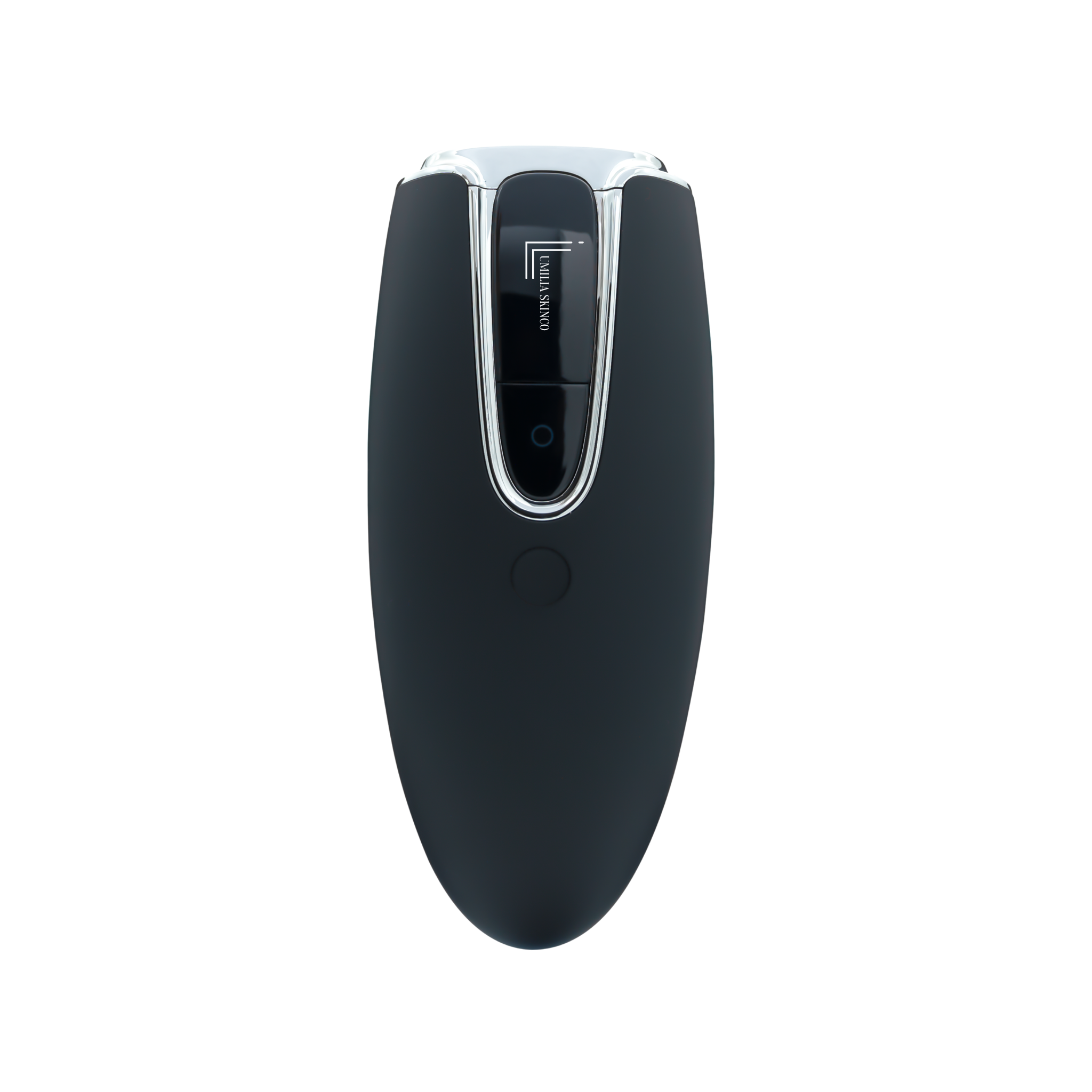 Lumilia Lux™ 2-in-1 IPL handset in black with silver trim — permanent hair reduction and skin rejuvenation technology approved for safe at-home use in South Africa and worldwide.