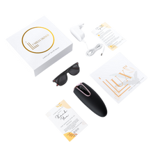 Load image into Gallery viewer, Black Lumilia Lux™ 2-in-1 IPL device complete with premium branded box, protective eyewear and all included accessories. FDA cleared and NRCS certified for South Africa and worldwide.
