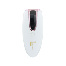 Load image into Gallery viewer, Lumilia Lux™ 2-in-1 IPL device in white with rose gold trim — professional-grade hair removal and skin rejuvenation for home use. FDA cleared and NRCS approved for South Africa.
