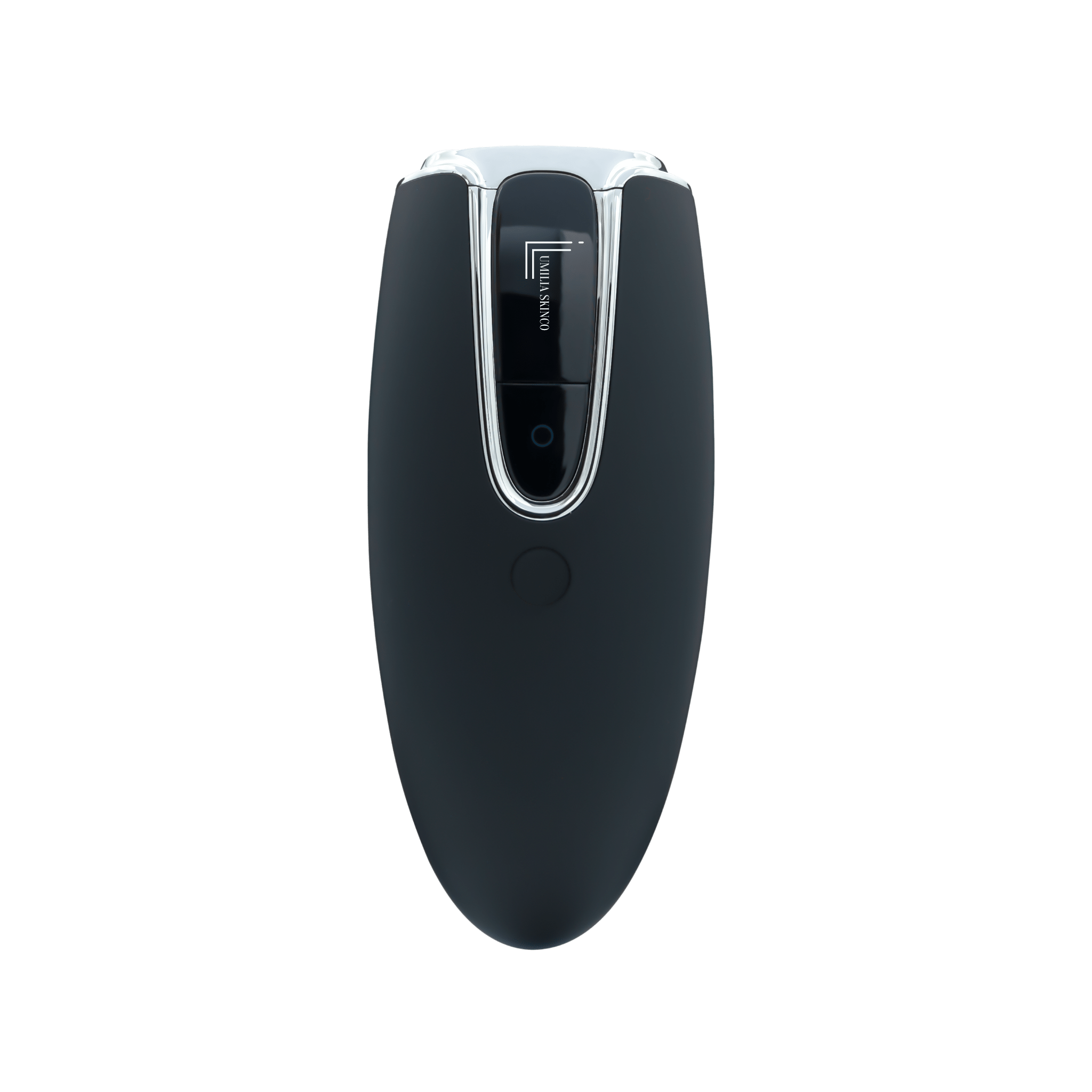 Lumilia Lux™ 2-in-1 IPL handset in black with silver trim — permanent hair removal and skin rejuvenation technology.
