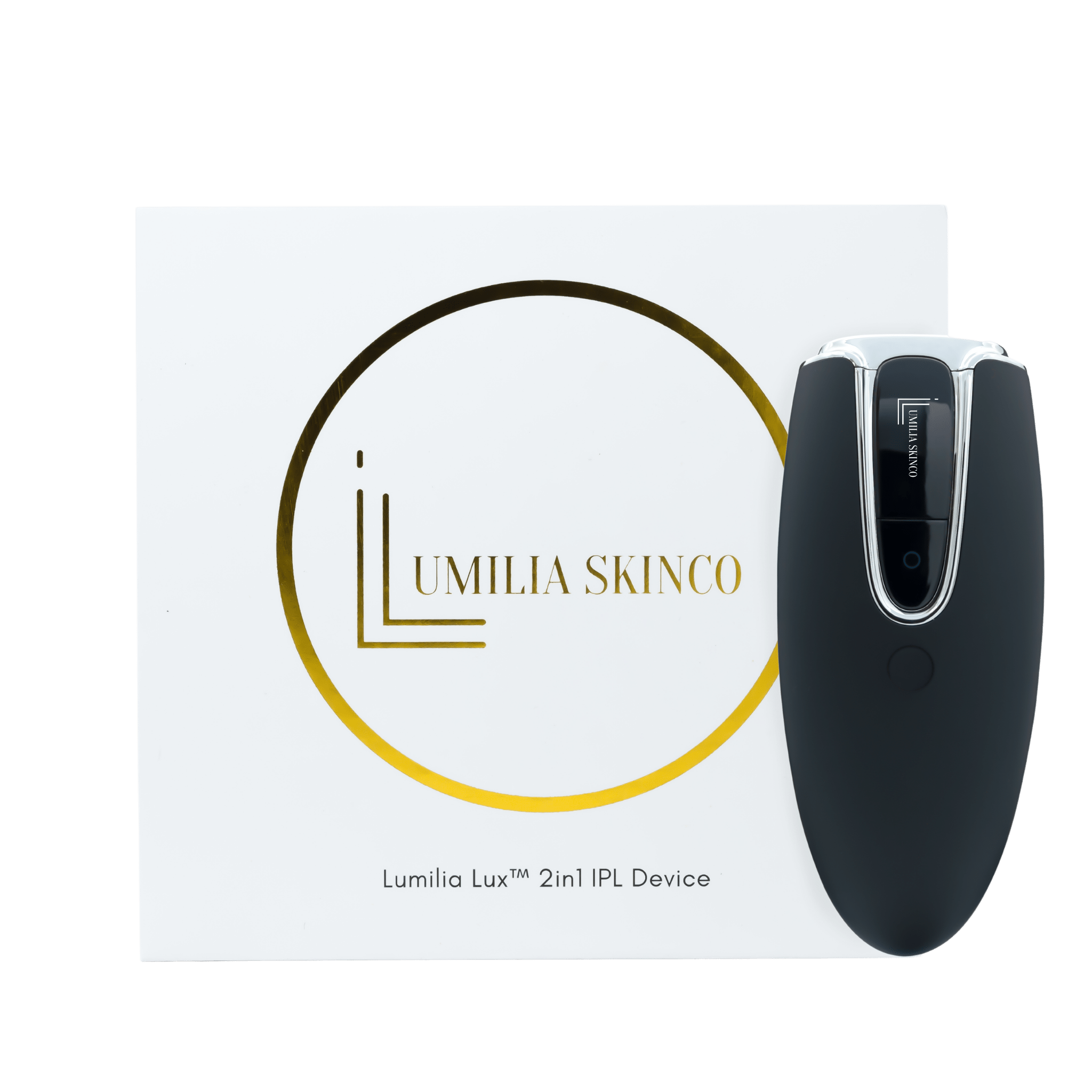 Lumilia Skin Co. branded packaging for the Lumilia Lux™ 2-in-1 IPL laser device.